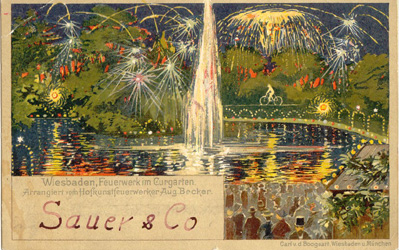 Feuerwerk Sauer Wiesbaden Postkarte